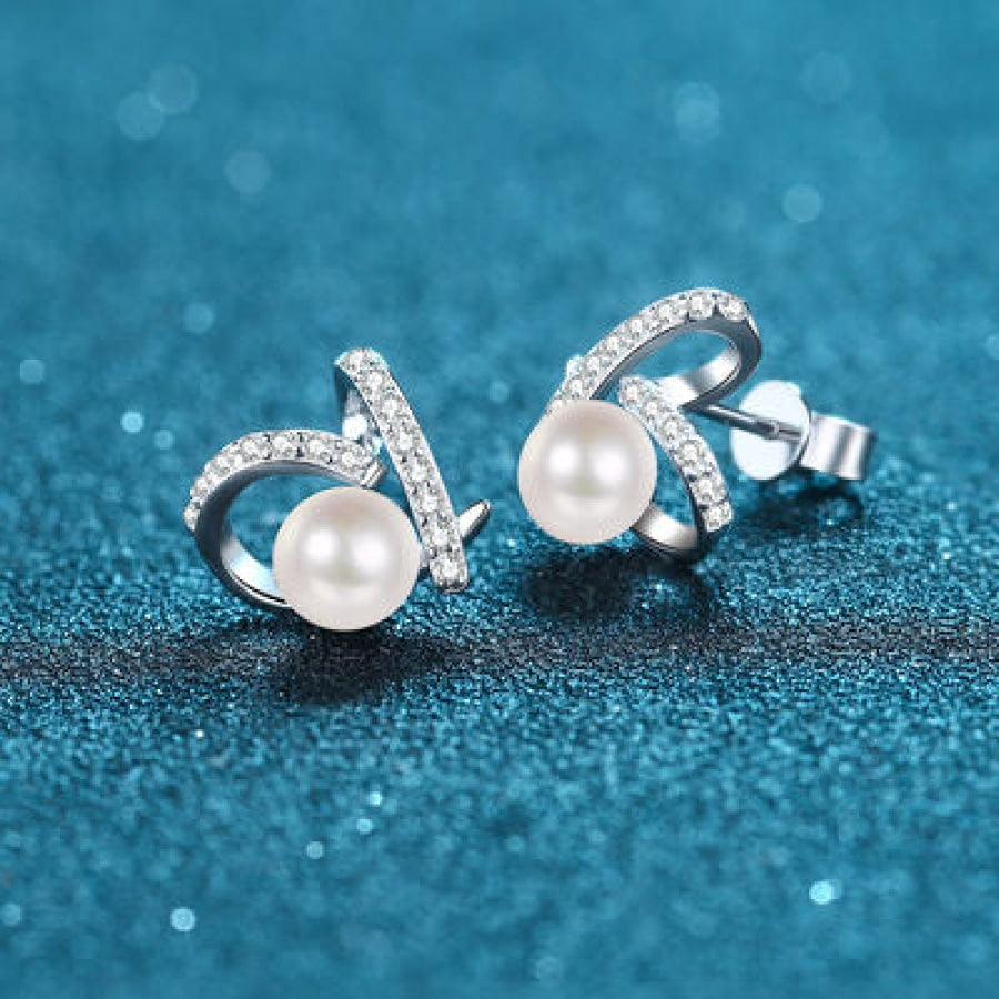 Natural Pearl Moissanite 925 Sterling Silver Earrings Silver / One Size Apparel and Accessories