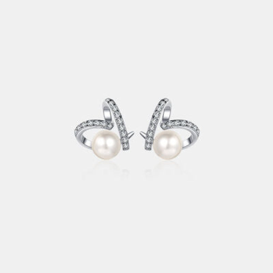 Natural Pearl Moissanite 925 Sterling Silver Earrings Silver / One Size Apparel and Accessories