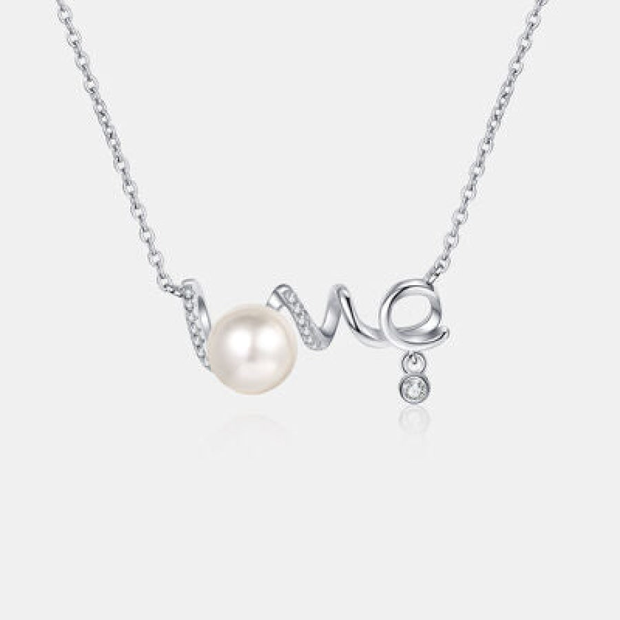 Natural Pearl Moissanite 925 Sterling Silver Necklace Silver / One Size Apparel and Accessories