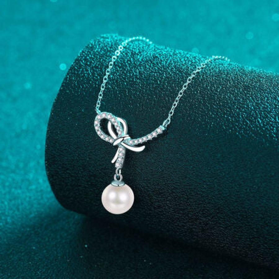 Natural Pearl Pendant Moissanite 925 Sterling Silver Necklace Silver / One Size Apparel and Accessories