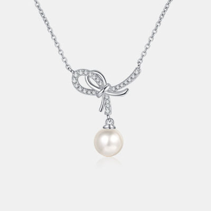 Natural Pearl Pendant Moissanite 925 Sterling Silver Necklace Silver / One Size Apparel and Accessories