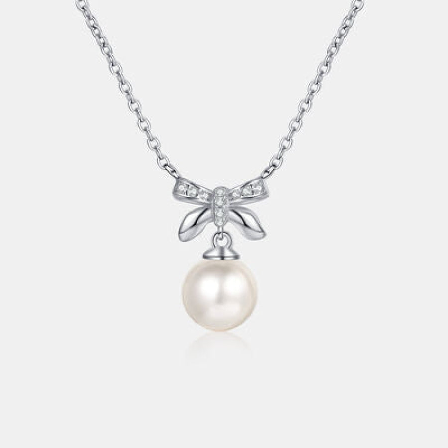 Natural Pearl Pendant Moissanite 925 Sterling Silver Necklace Silver / One Size Apparel and Accessories