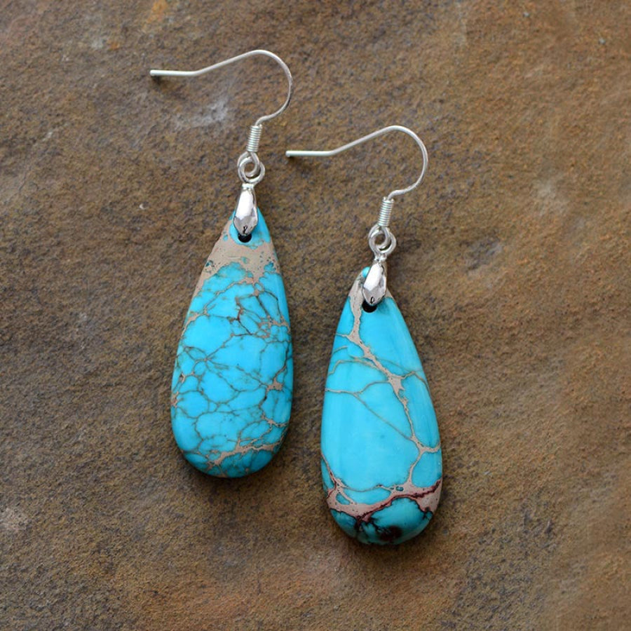 Natural Stone Copper Teardrop Earrings Apparel and Accessories