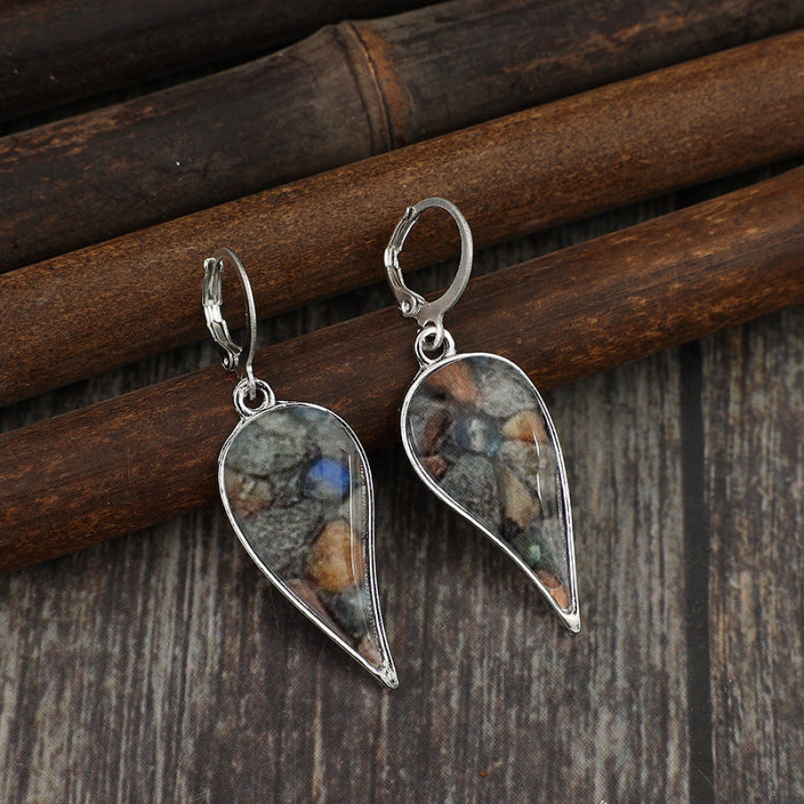 Natural Stone Dangle Earrings Silver / One Size Apparel and Accessories