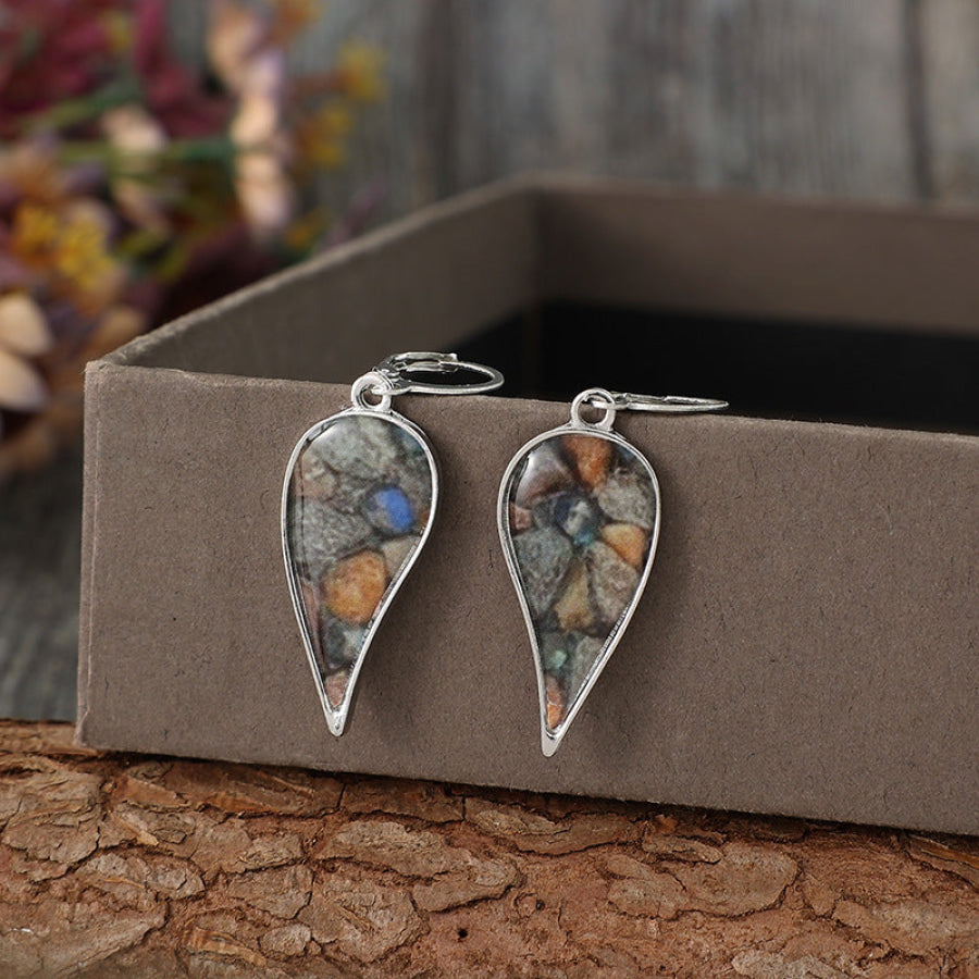 Natural Stone Dangle Earrings Silver / One Size Apparel and Accessories