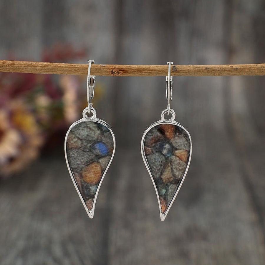 Natural Stone Dangle Earrings Silver / One Size Apparel and Accessories