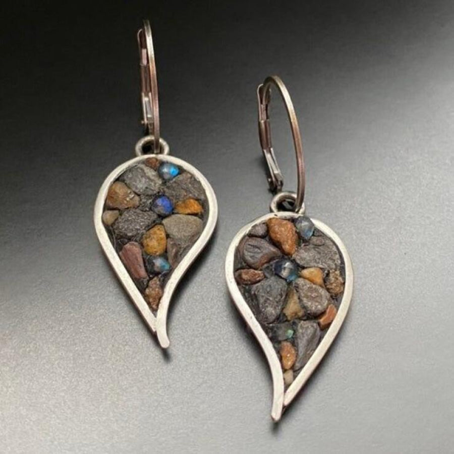 Natural Stone Dangle Earrings Silver / One Size Apparel and Accessories