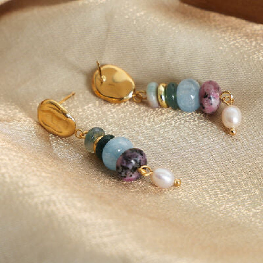 Natural Stone Freshwater Pearl Dangle Earrings Apparel and Accessories