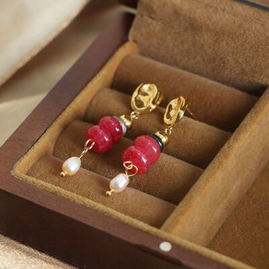 Natural Stone Freshwater Pearl Dangle Earrings Apparel and Accessories