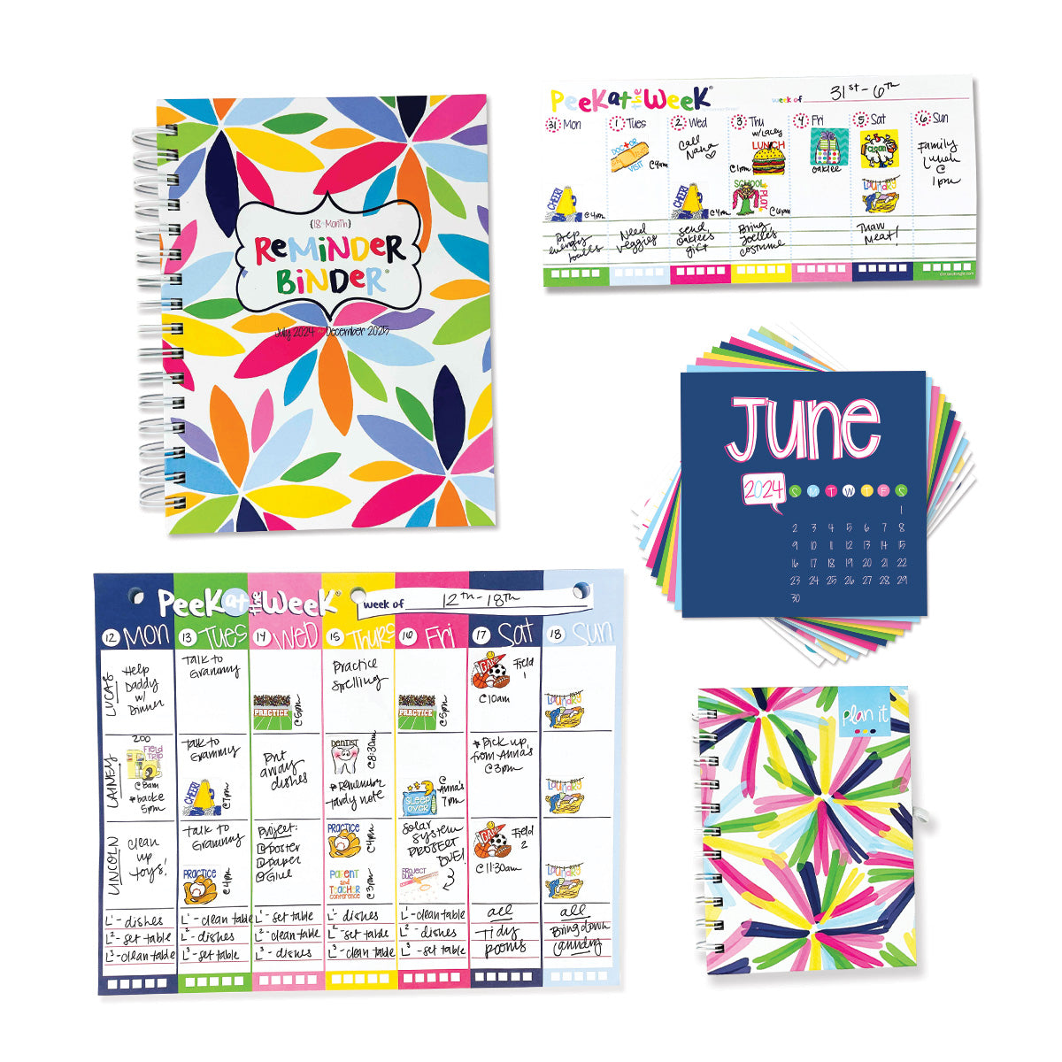 NEW! Dream Gift Planner Bundle | 2024-25 Reminder Binder® Planner | [2] Planner Pads Pocket Notebook &amp; Mini Desktop Calendar Blossoms