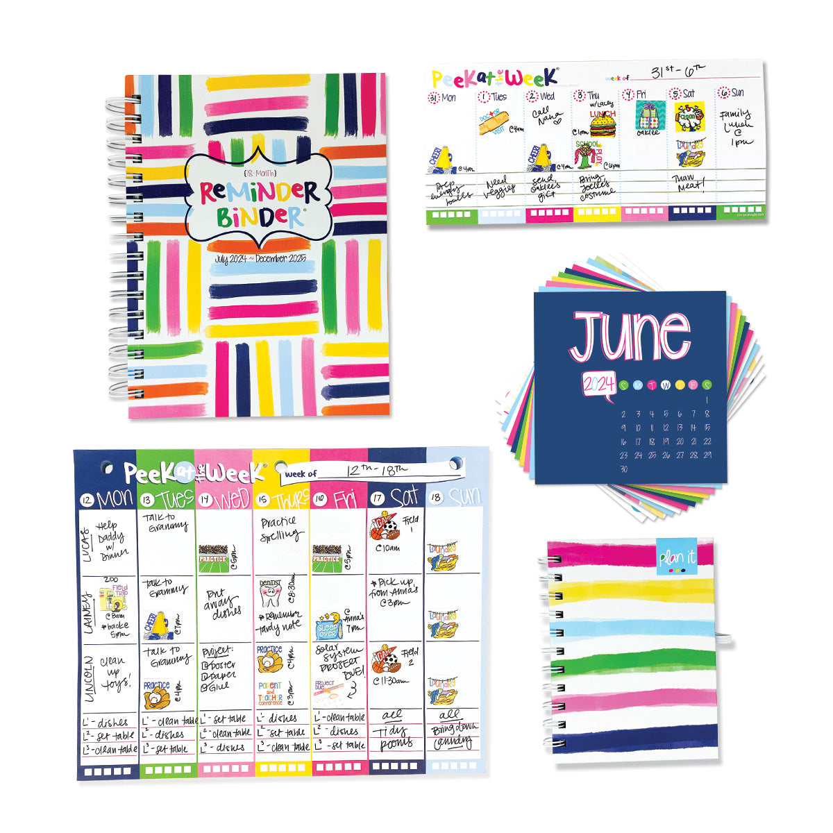 NEW! Dream Gift Planner Bundle | 2024-25 Reminder Binder® Planner | [2] Planner Pads Pocket Notebook &amp; Mini Desktop Calendar Lovey Loom