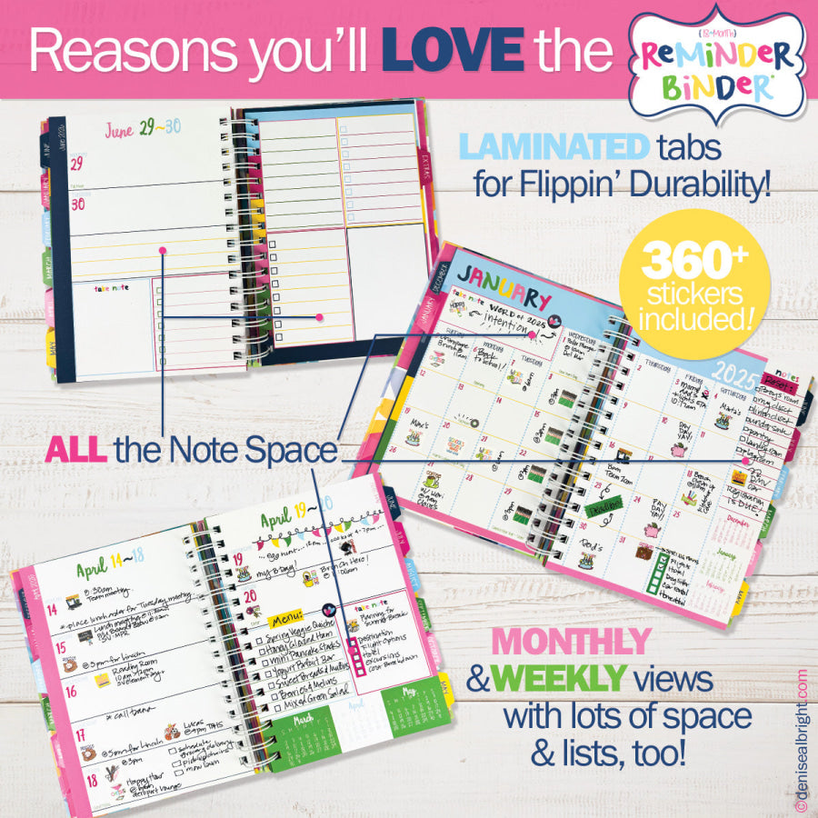 NEW! Dream Gift Planner Bundle | 2025-26 Reminder Binder® Planner | [2] Planner Pads &amp; Pocket Notebook Canal