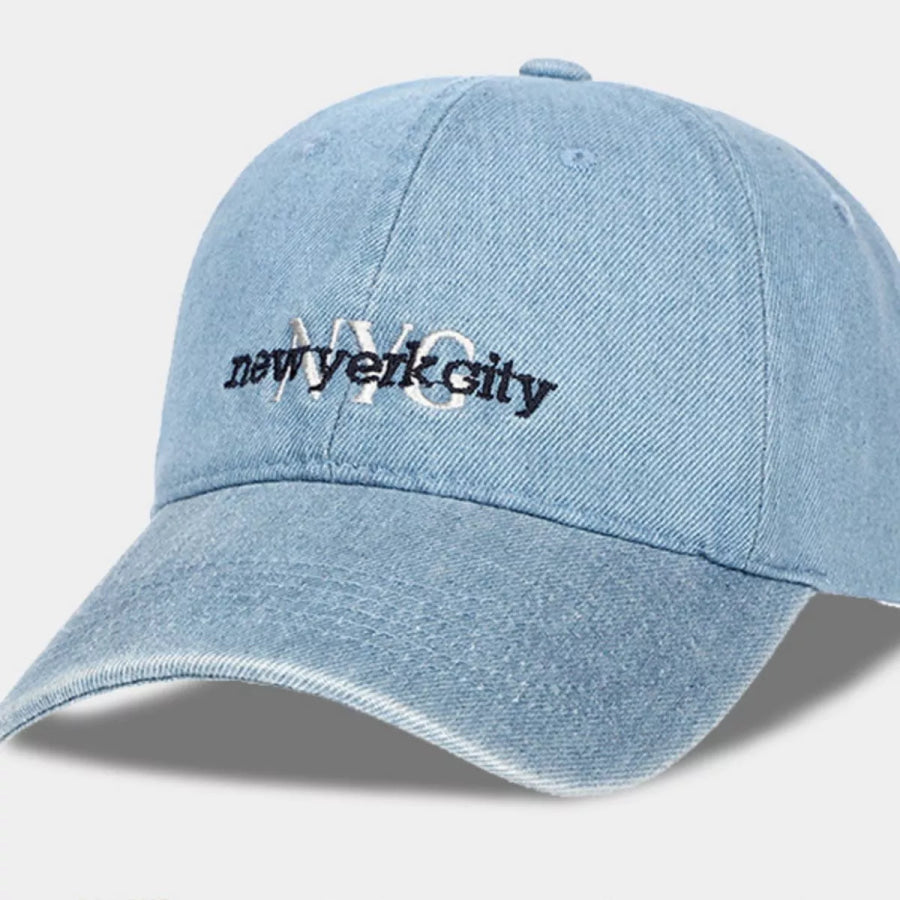 New York City Embroidered Denim Baseball Cap Apparel and Accessories