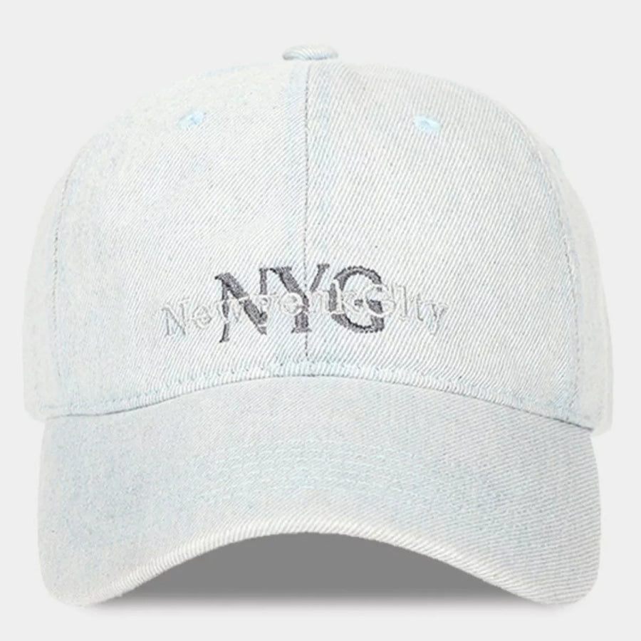 New York City Embroidered Denim Baseball Cap White / One Size Apparel and Accessories