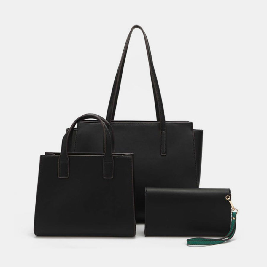 Nicole Lee USA 3 - Piece Color Block Handbag Set MUSTARD CHOCO / One Size Apparel and Accessories