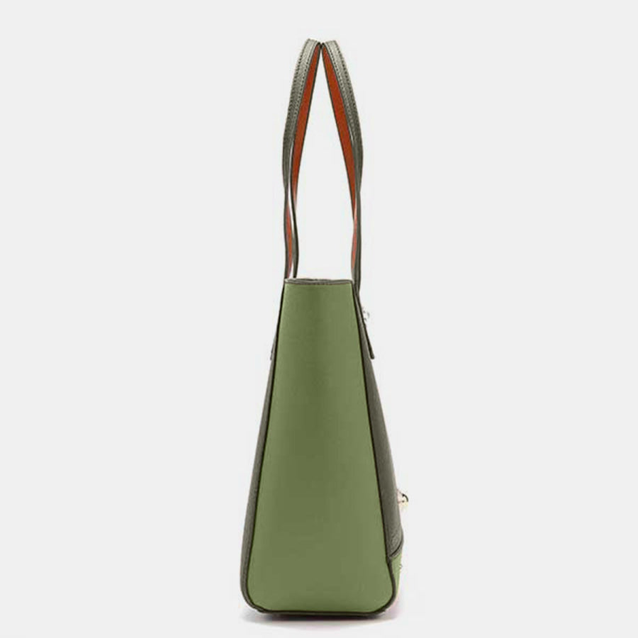 Nicole Lee USA 3 - Piece Contrast Handbag Set DARKOLIVE / One Size Apparel and Accessories