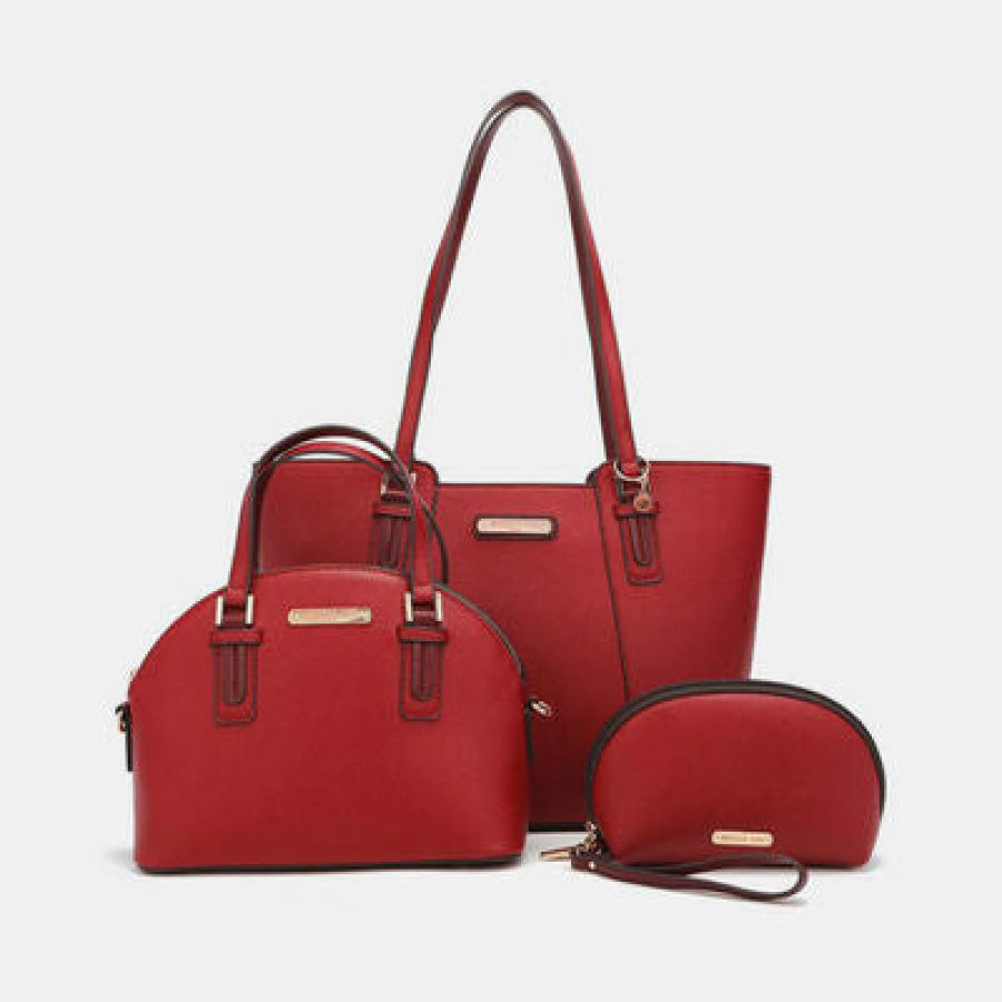 Nicole Lee USA 3 - Piece Handbag Set RED / One Size Apparel and Accessories