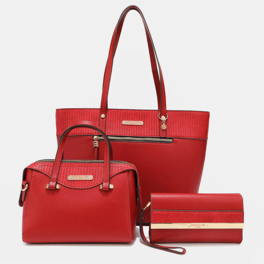 Nicole Lee USA 3-Piece Handbag Set Red / One Size Apparel and Accessories
