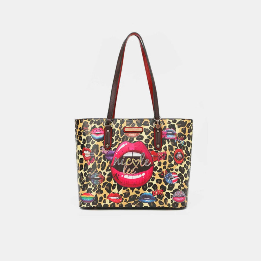 Nicole Lee USA 3-Piece Wild Lips Print Handbag Set Wild Lips / One Size Apparel and Accessories