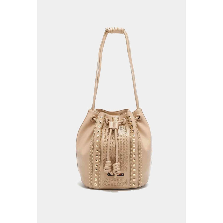 Nicole Lee USA Amy Studded Bucket Bag Beige / One Size Handbags