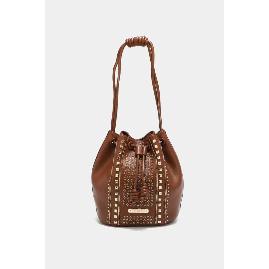 Nicole Lee USA Amy Studded Bucket Bag Brown / One Size Handbags