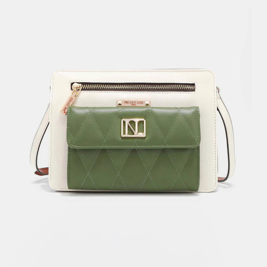 Nicole Lee USA Color Block Crossbody Bag Green / One Size Apparel and Accessories