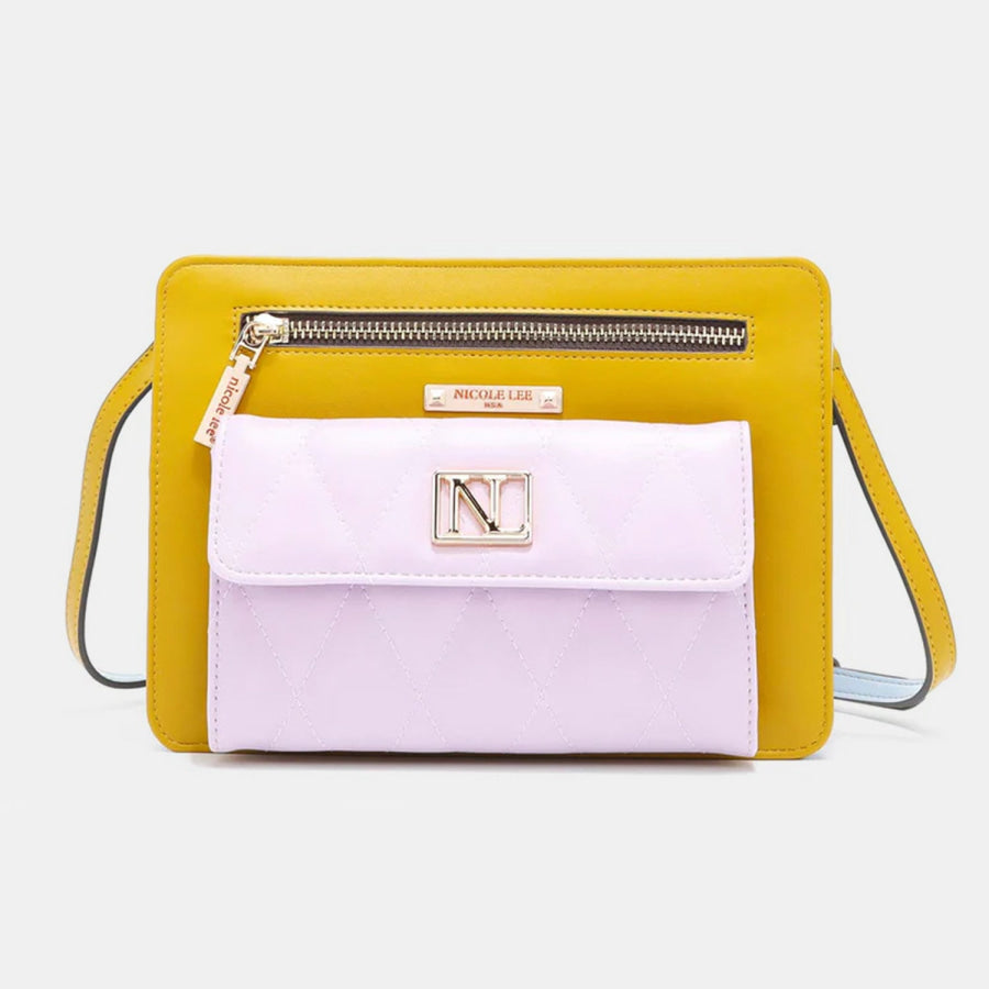 Nicole Lee USA Color Block Crossbody Bag Yellow / One Size Apparel and Accessories