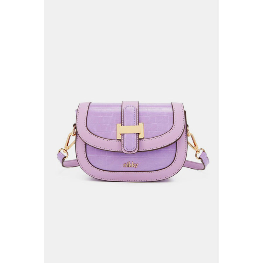 Nicole Lee USA Croc Embossed Crossbody Bag Lavender / One Size Apparel and Accessories