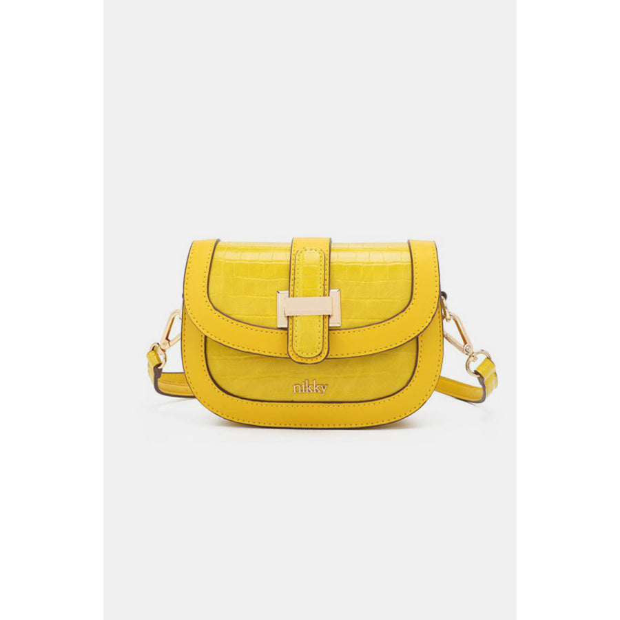 Nicole Lee USA Croc Embossed Crossbody Bag Yellow / One Size Apparel and Accessories