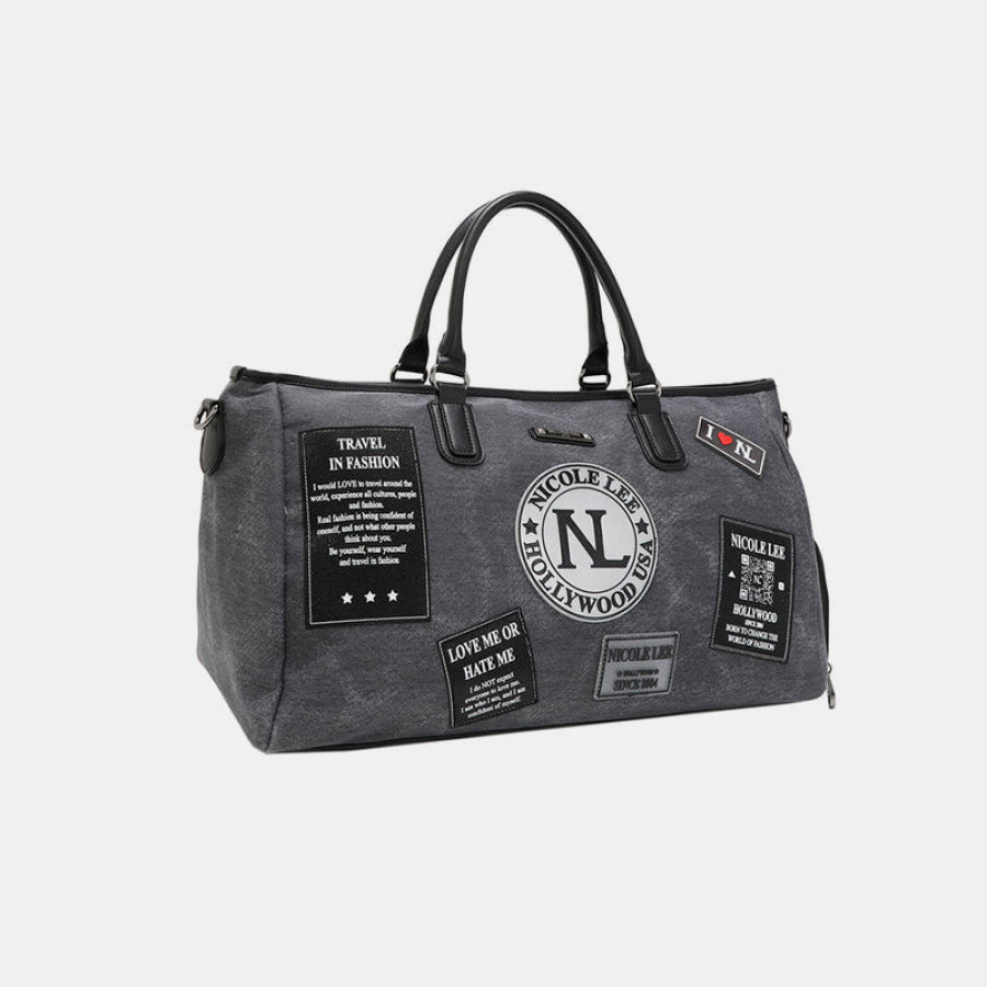 Nicole Lee USA Denim Patch Duffel Gray / One Size Apparel and Accessories