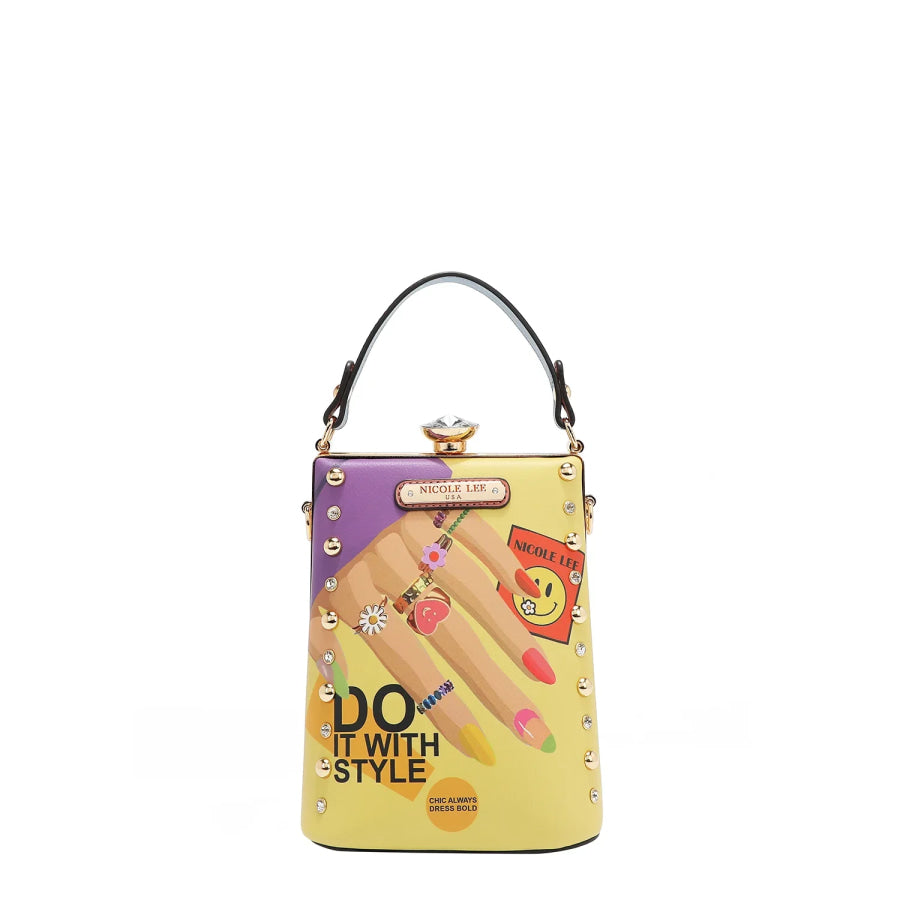 NICOLE LEE USA DIAMOND STONE CLUTCH Nail Polish Handbags
