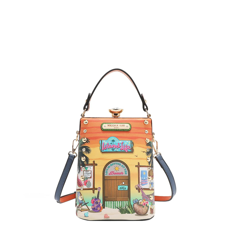 NICOLE LEE USA DIAMOND STONE CLUTCH Sun and Sand Handbags