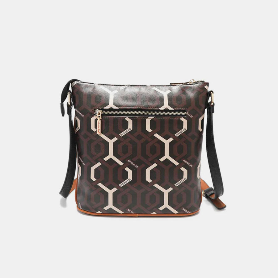 Nicole Lee USA Geometric Pattern Crossbody Bag Black / One Size Apparel and Accessories