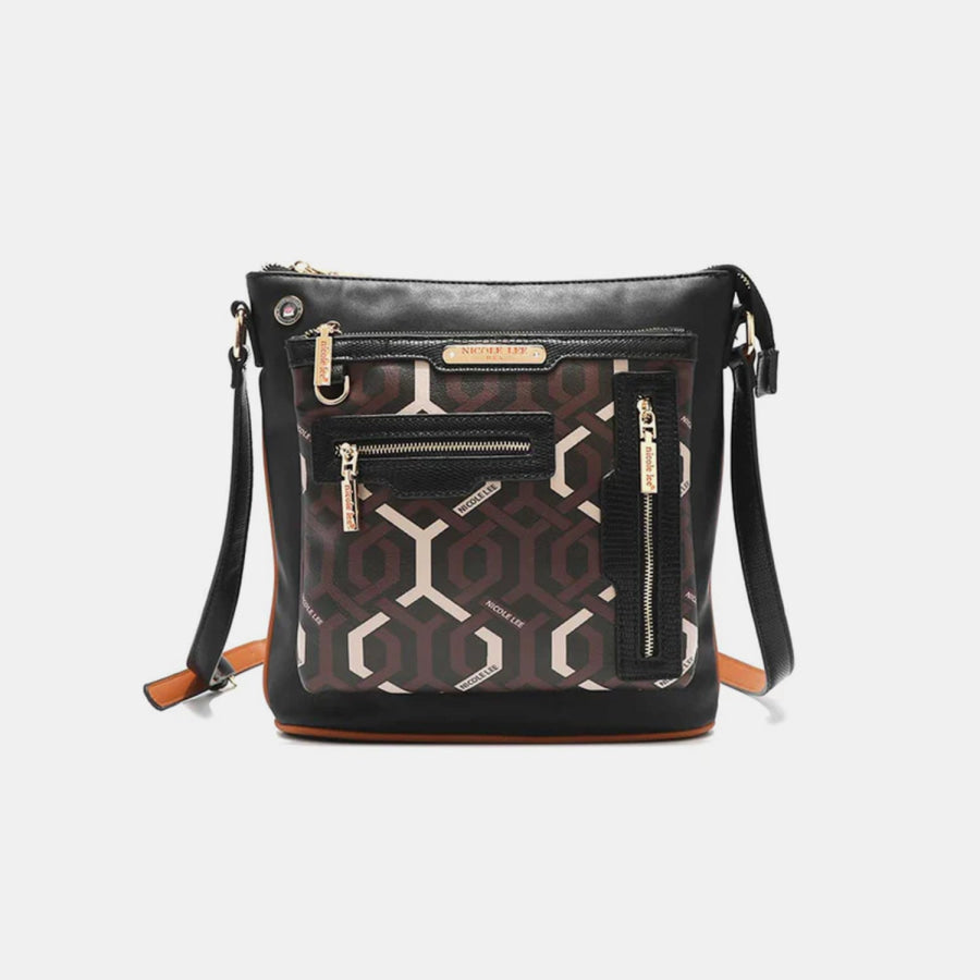 Nicole Lee USA Geometric Pattern Crossbody Bag Black / One Size Apparel and Accessories