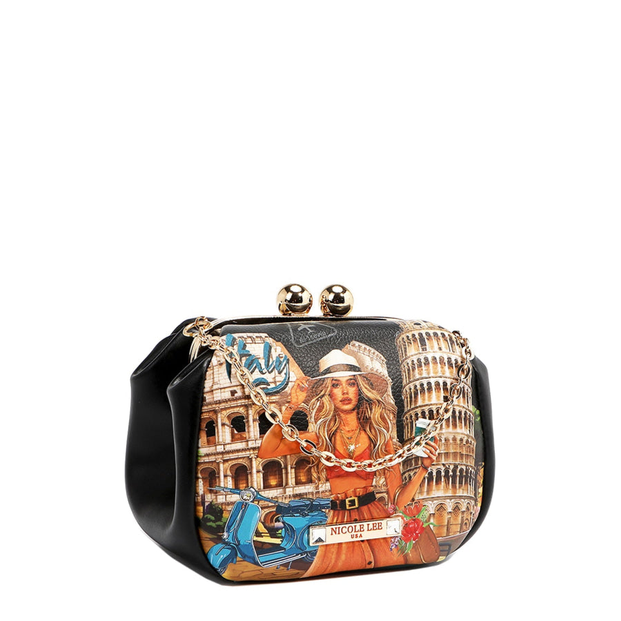 NICOLE LEE USA KISS LOCK CROSSBODY MINI BAG Handbags