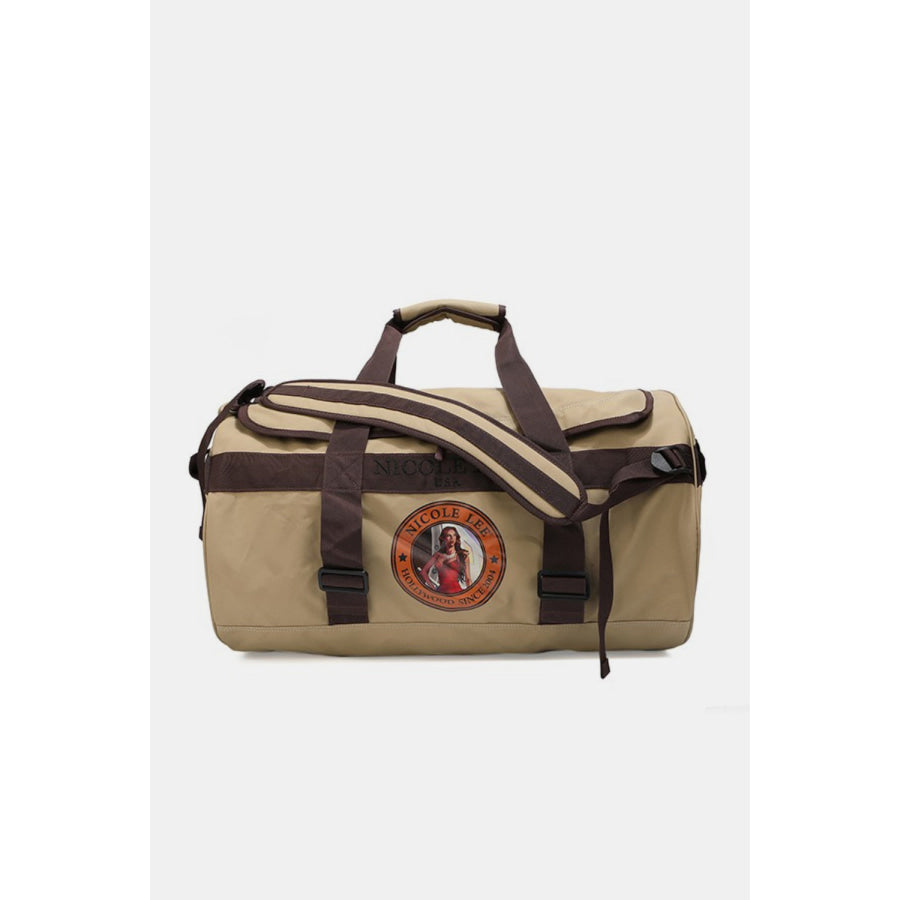 Nicole Lee USA Large Duffel Bag Beige / One Size Apparel and Accessories