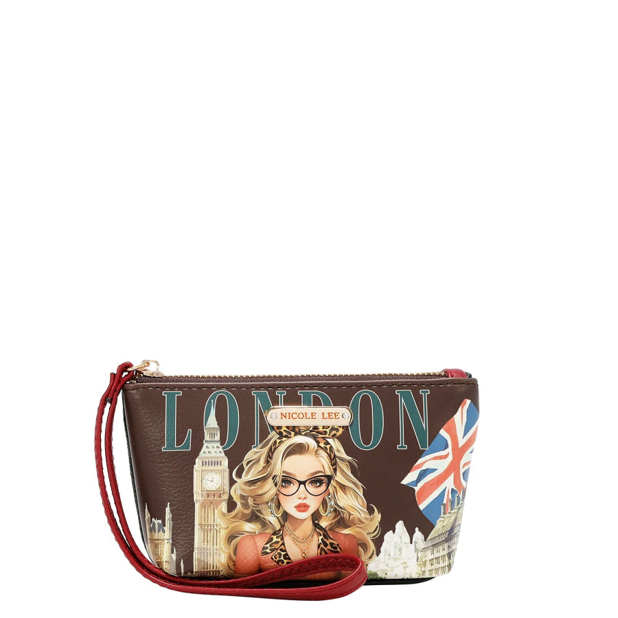 NICOLE LEE USA LONDON EYE 5 PC CONVERTIBLE BAG / BACKPACK SET (LARGE CONVERTIBLE BAG / BACKPACK CROSSBODY POUCH COINPURSE WALLET) Handbags