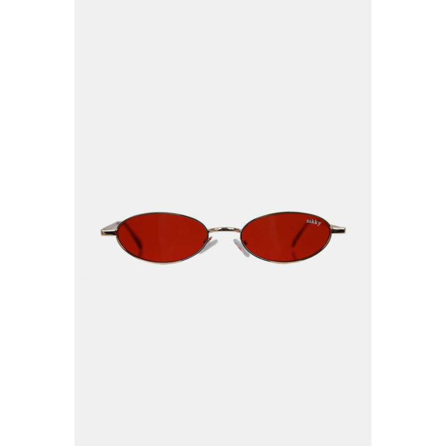 Nicole Lee USA Metal Frame Finley Oval Sunglasses Red / One Size Apparel and Accessories