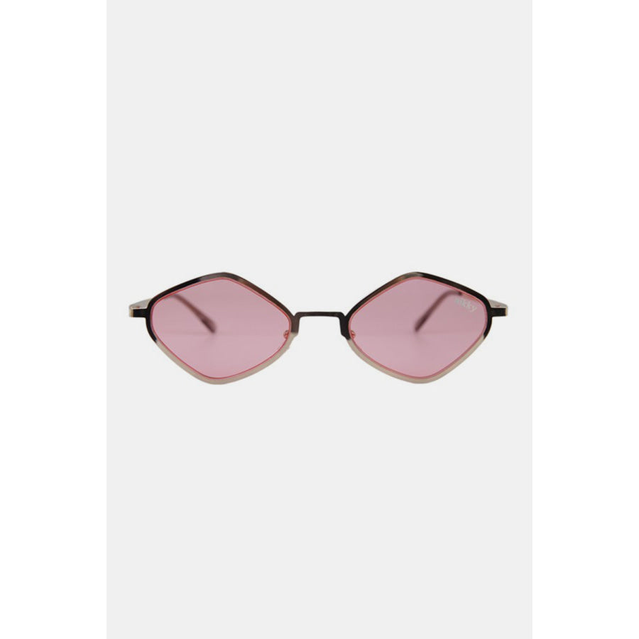 Nicole Lee USA Metal Frame Geometric Sunglasses Pink / One Size Apparel and Accessories