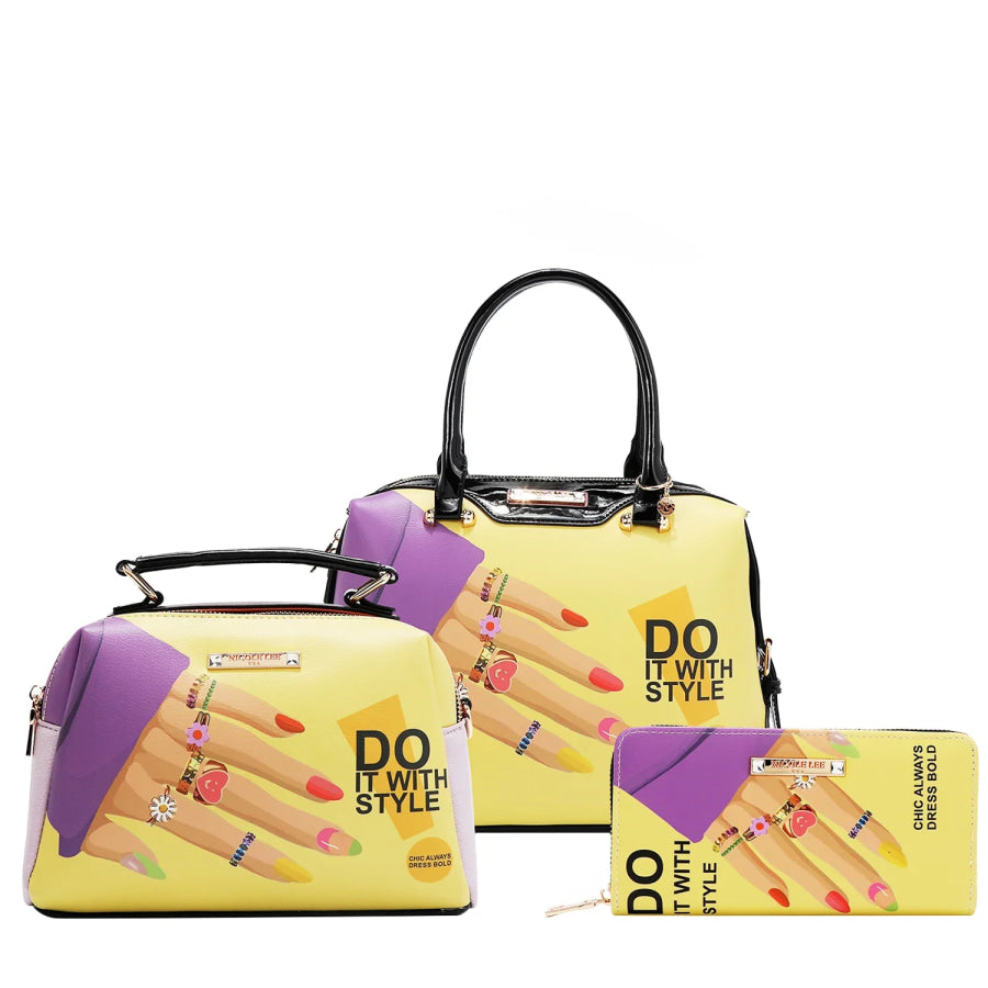 NICOLE LEE USA NAIL POLISH 3 PIECE SET (Handbag Crossbody Wallet) Handbags