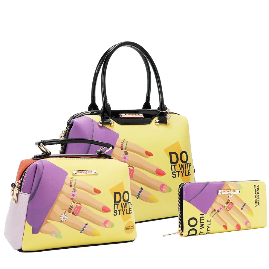 NICOLE LEE USA NAIL POLISH 3 PIECE SET (Handbag Crossbody Wallet) Handbags