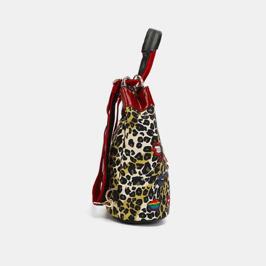 Nicole Lee USA Nylon Multifunctional Bucket Backpack Leopard / One Size Apparel and Accessories