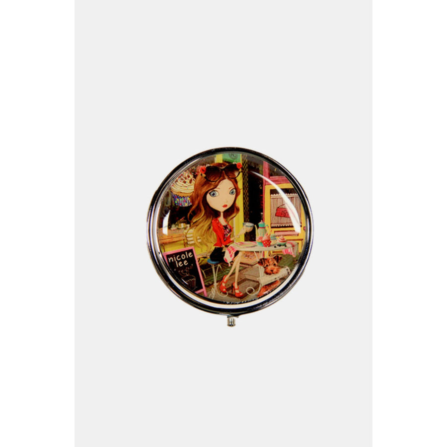 Nicole Lee USA Print Metallic Circular Large Pill Case Cupcake Girl / One Size Apparel and Accessories