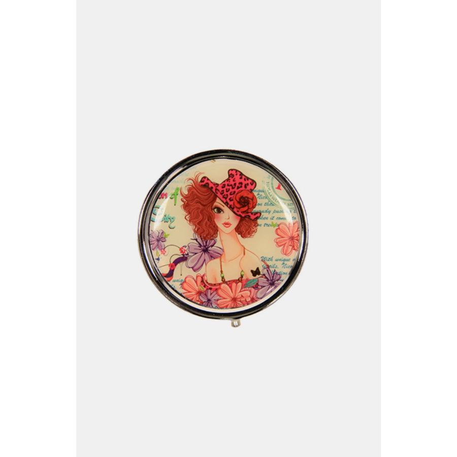 Nicole Lee USA Print Metallic Circular Large Pill Case Sunny White / One Size Apparel and Accessories