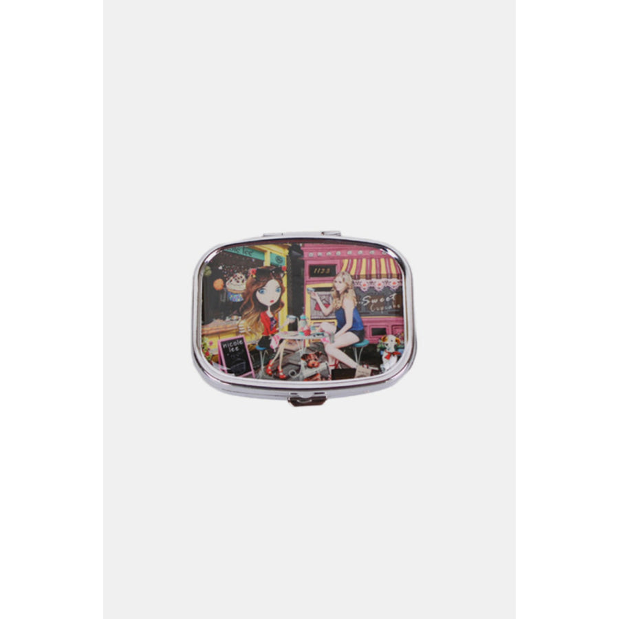 Nicole Lee USA Print Metallic Rectangular Pill Case Cupcake Girl / One Size Apparel and Accessories