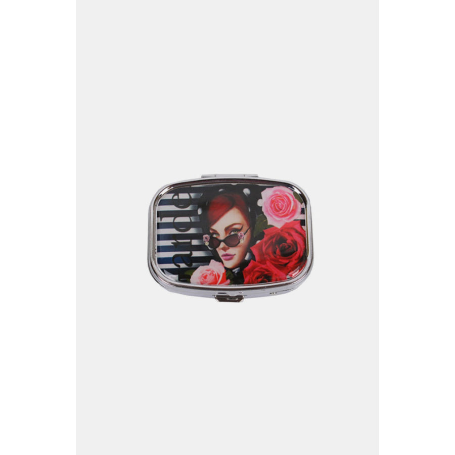 Nicole Lee USA Print Metallic Rectangular Pill Case Lady In Red / One Size Apparel and Accessories