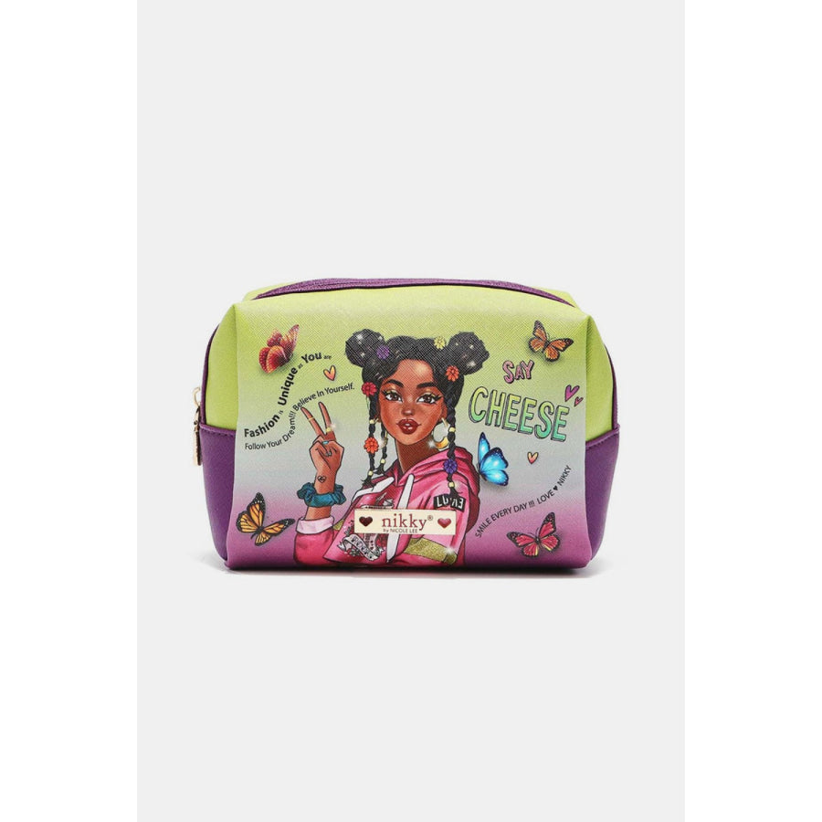 Nicole Lee USA Printed Extra Large Cosmetic Pouch Alyssa Dreams Future / One Size Apparel and Accessories