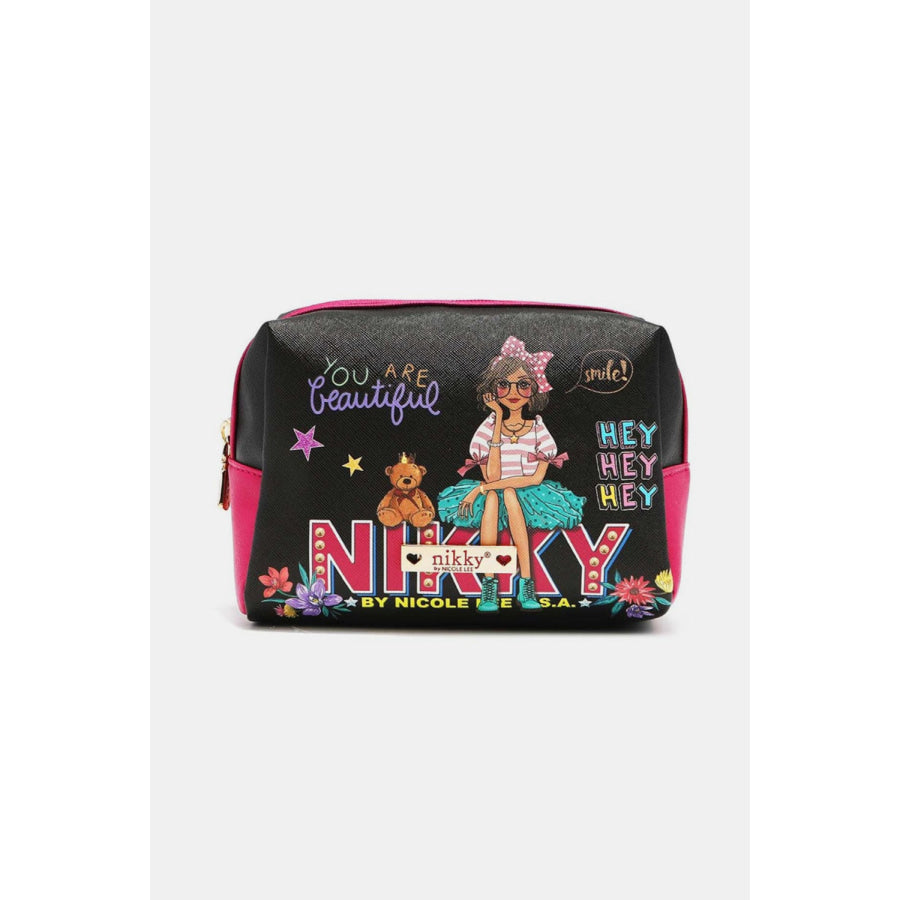 Nicole Lee USA Printed Extra Large Cosmetic Pouch Eye Contact / One Size Apparel and Accessories