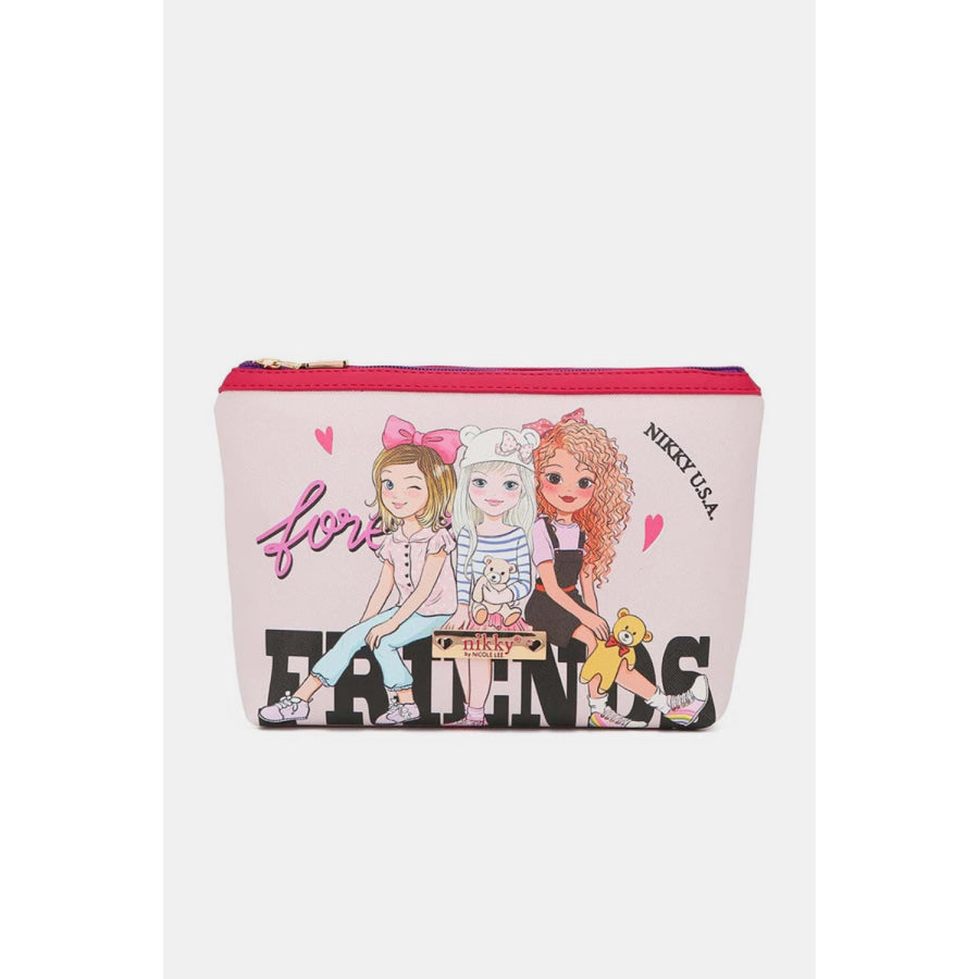 Nicole Lee USA Printed Large Cosmetic Pouch Best Friends / One Size Apparel and Accessories