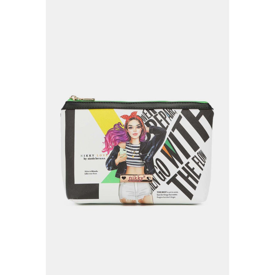 Nicole Lee USA Printed Large Cosmetic Pouch College Girl / One Size Apparel and Accessories